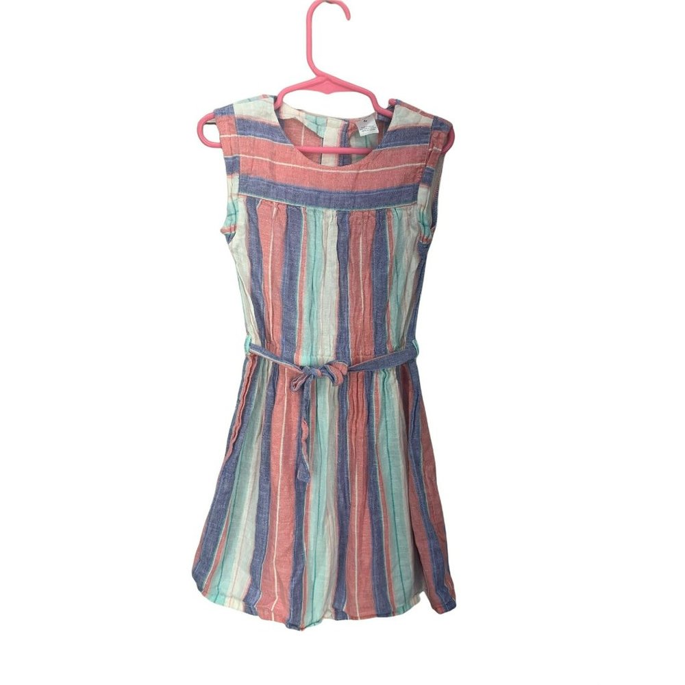 Carter’s Linen Striped size 6 short sleeve‎ tie waist Dress